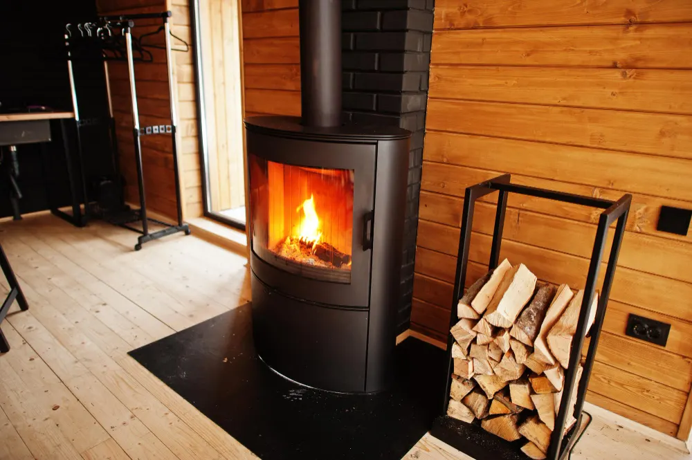Holzofen mit Brennholz
