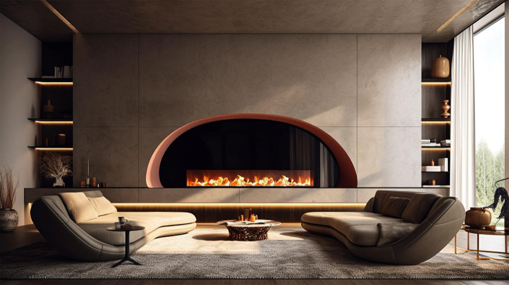 Wohnraum mit modernem Designkamin