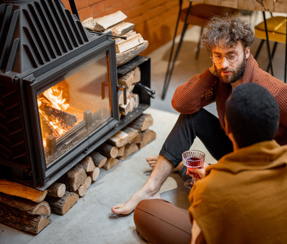 Holzfeuer im Kamin